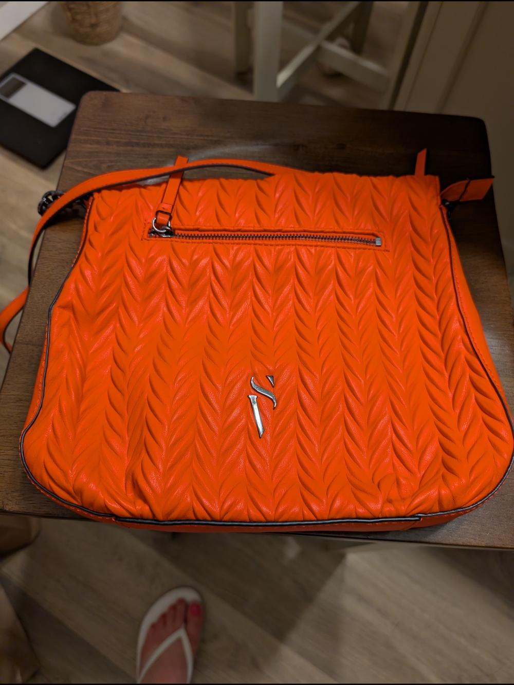 Simply Vera Vera Wang Bright Orange Quilted Shoulder Tote